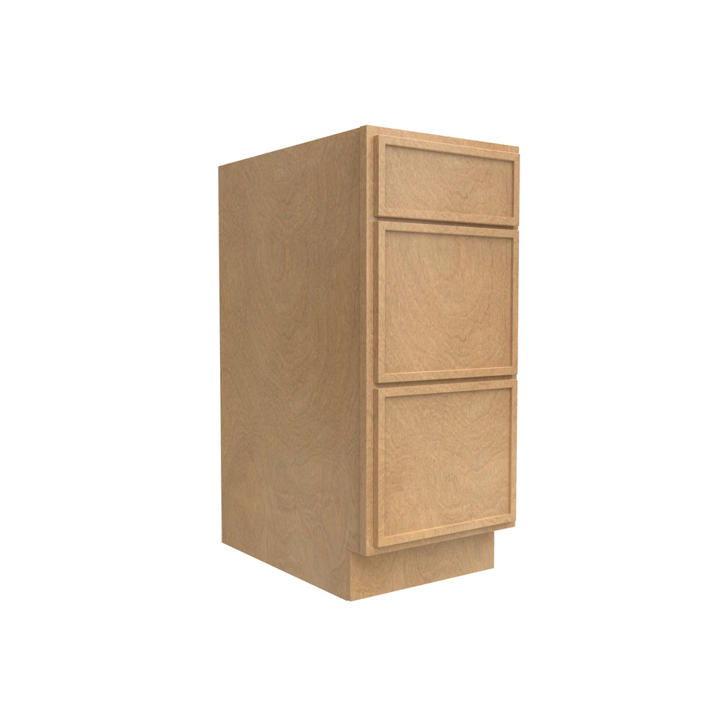 Slim Shaker Karamel - 15 Inch Three Drawer Base Cabinet - 15