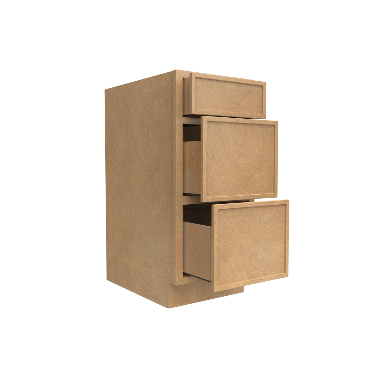 Slim Shaker Karamel - 15 Inch Three Drawer Base Cabinet - 15" Width x 34.5" Height x 24" Depth