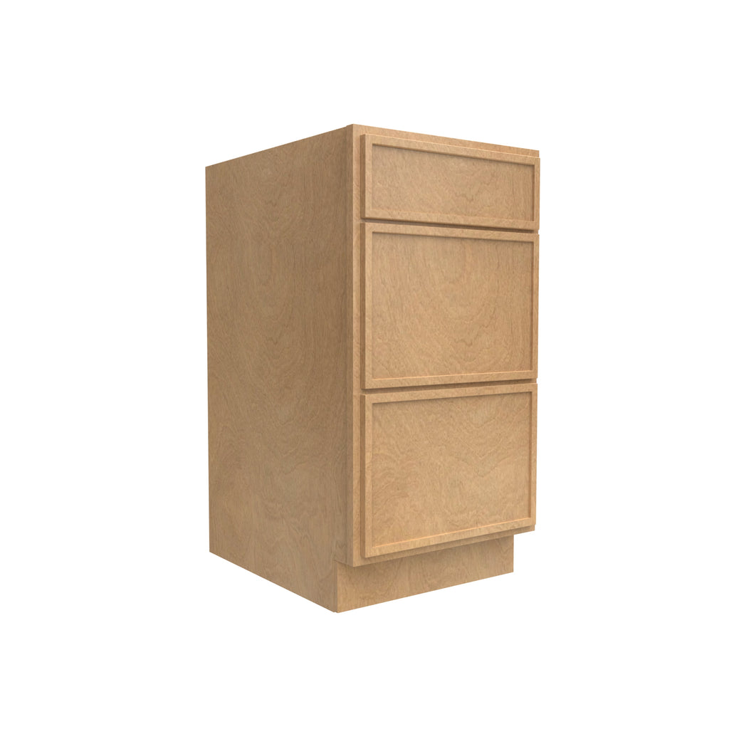 Slim Shaker Karamel - 18 Inch Three Drawer Base Cabinet - 18