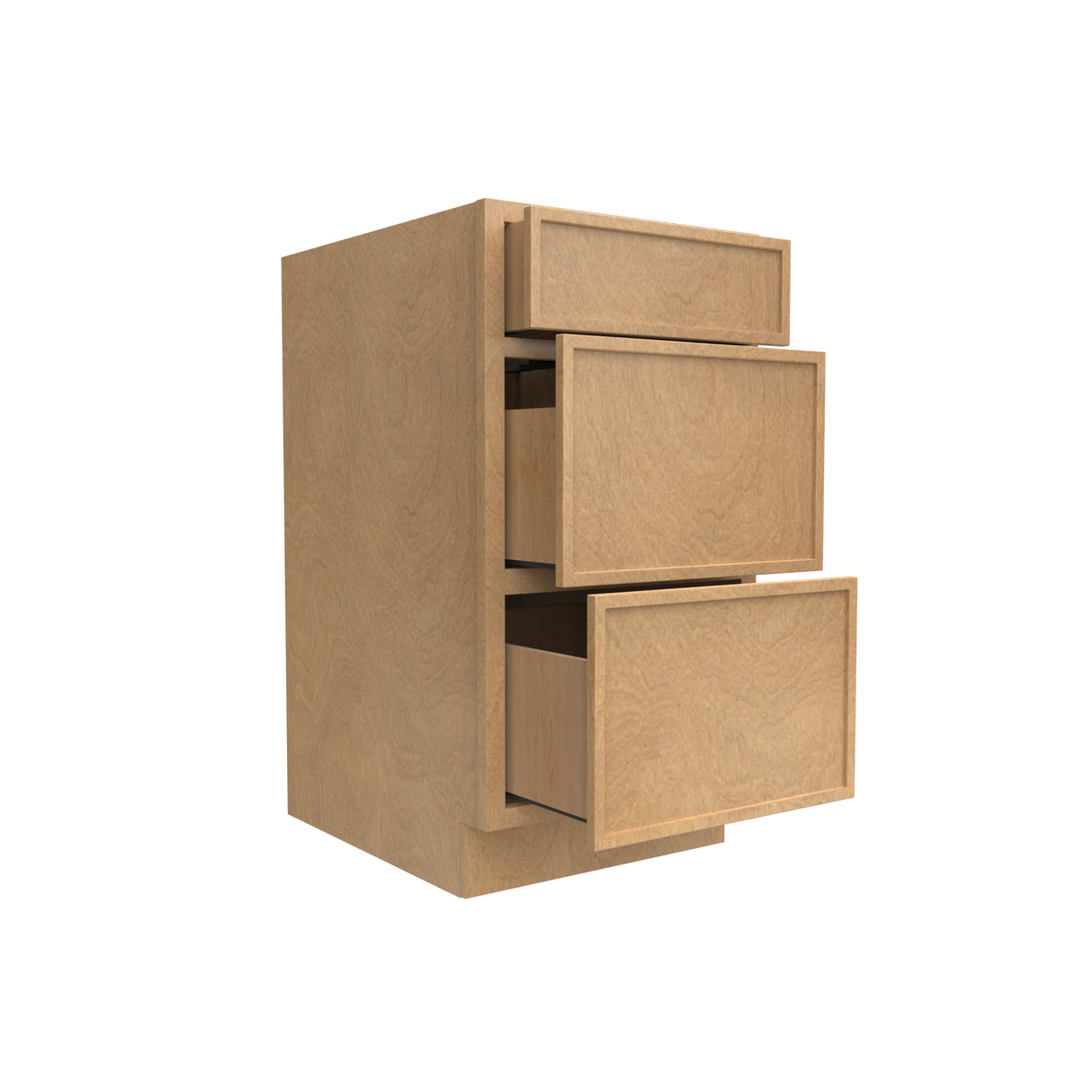 Slim Shaker Karamel - 18 Inch Three Drawer Base Cabinet - 18" Width x 34.5" Height x 24" Depth