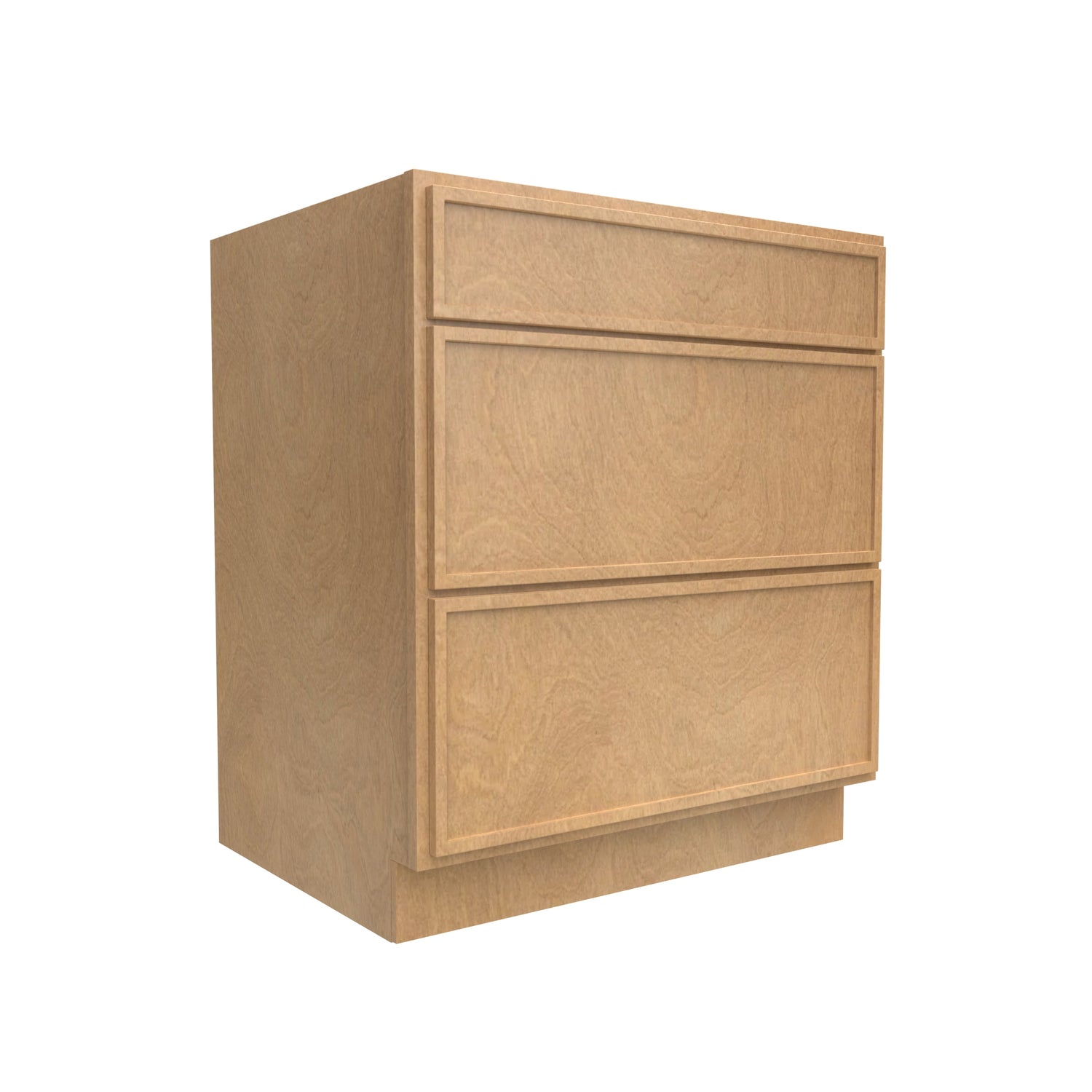 Slim Shaker Karamel - 30 Inch Three Drawer Base Cabinet - 30" Width x 34.5" Height x 24" Depth