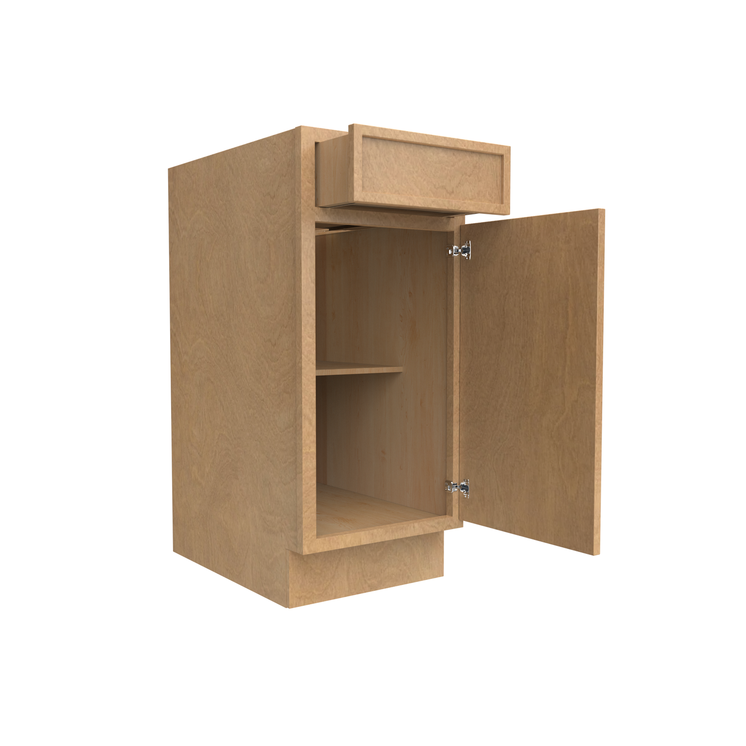 Slim Shaker Karamel - 15 Inch Single Door Base Cabinet - 15" Width x 34.5" Height x 24" Depth