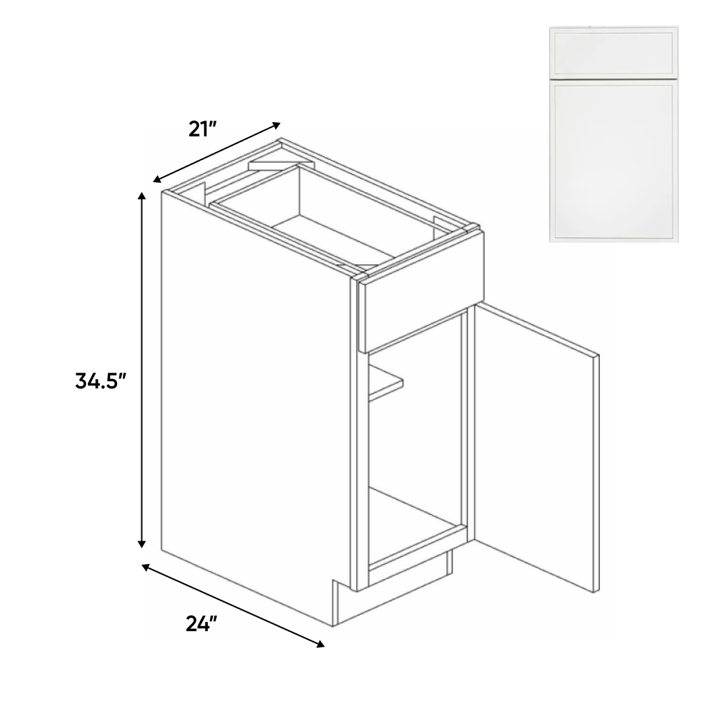 Slim Shaker Oatmeal - 21 Inch Single Door Base Cabinet - 21" Width x 34.5" Height x 24" Depth