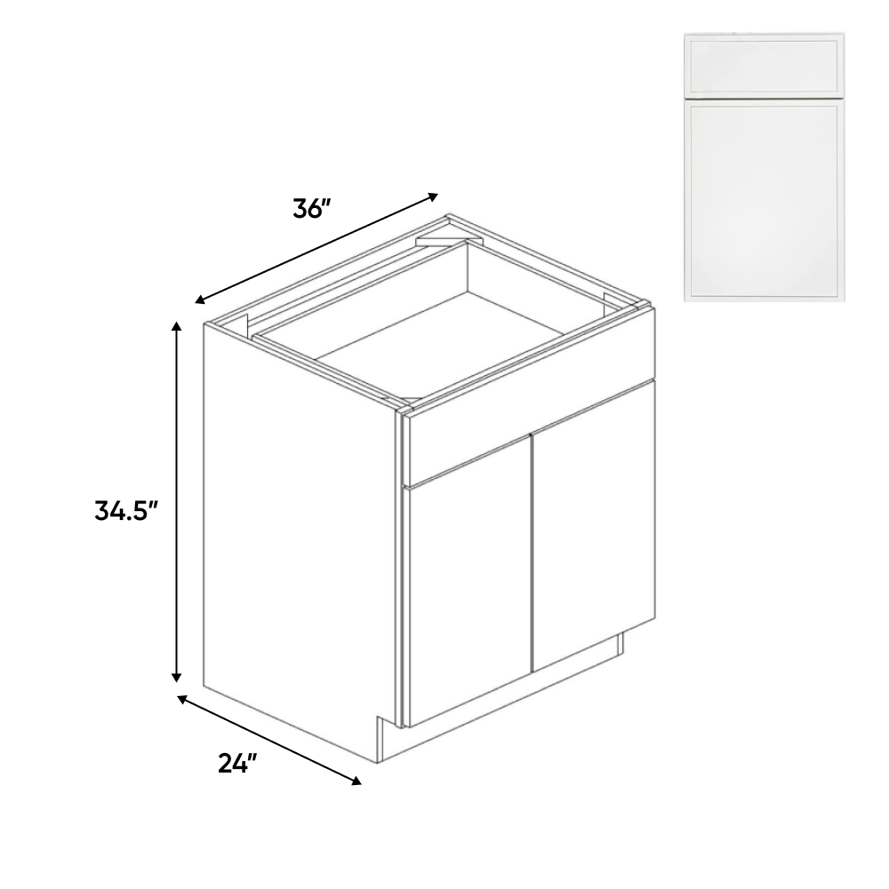 Slim Shaker Oatmeal - 36 Inch Double Door Base Cabinet - 36" Width x 34.5" Height x 24" Depth