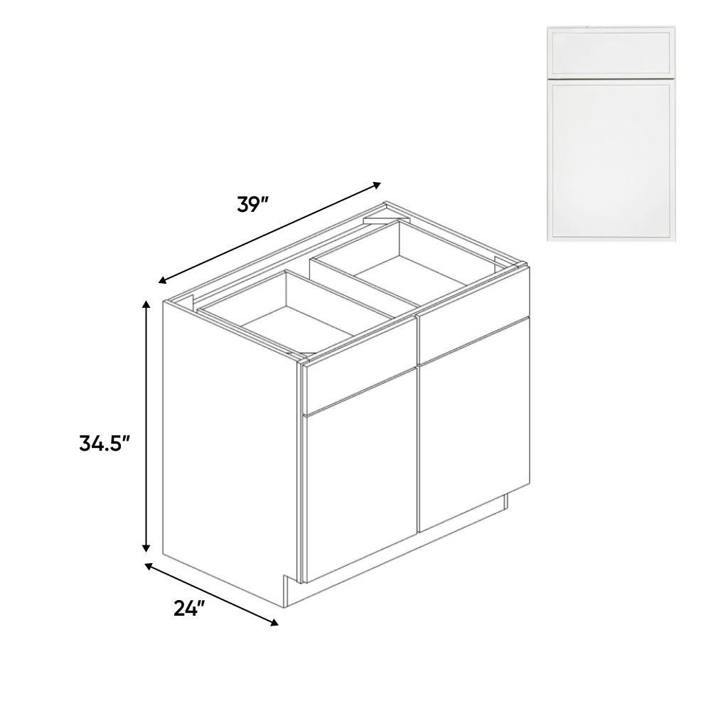 Slim Shaker Oatmeal - 39 Inch Double Door Base Cabinet - 39" Width x 34.5" Height x 24" Depth