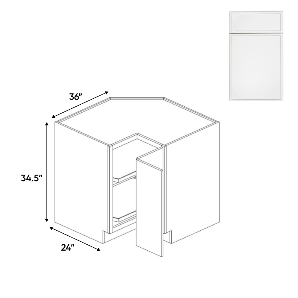 Slim Shaker Oatmeal - 36 Inch Lazy Susan Base Cabinet - 36" Width x 34.5" Height x 24" Depth
