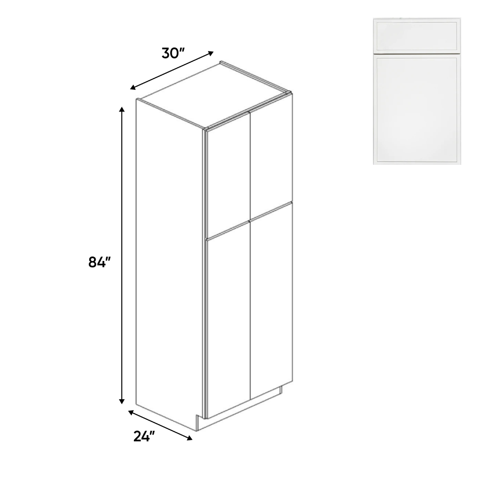 Slim Shaker Oatmeal - 30 Inch Double Door Pantry Tall Cabinet - 30" Width x 84" Height x 24" Depth