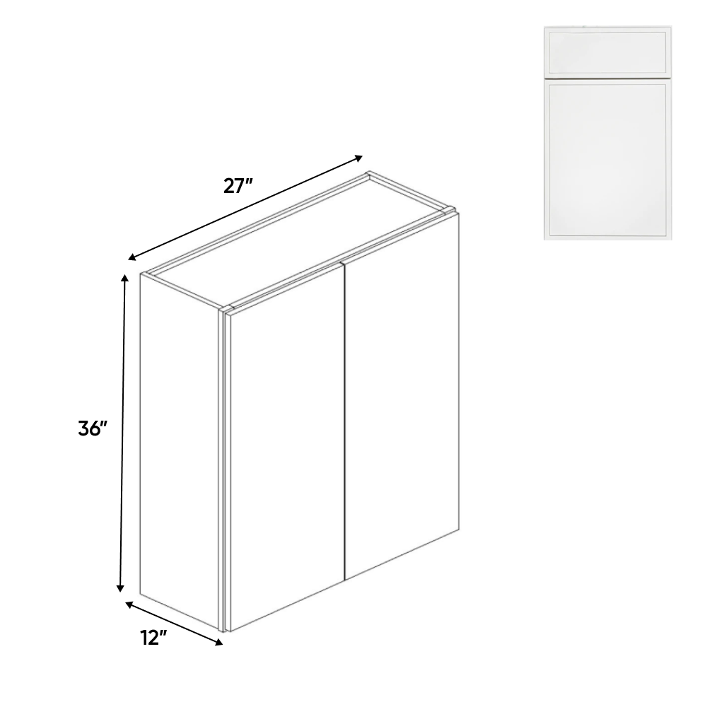 Slim Shaker Oatmeal - 27 Inch Height Double Door Wall Cabinet - 27" Width x 36" Height x 12" Depth