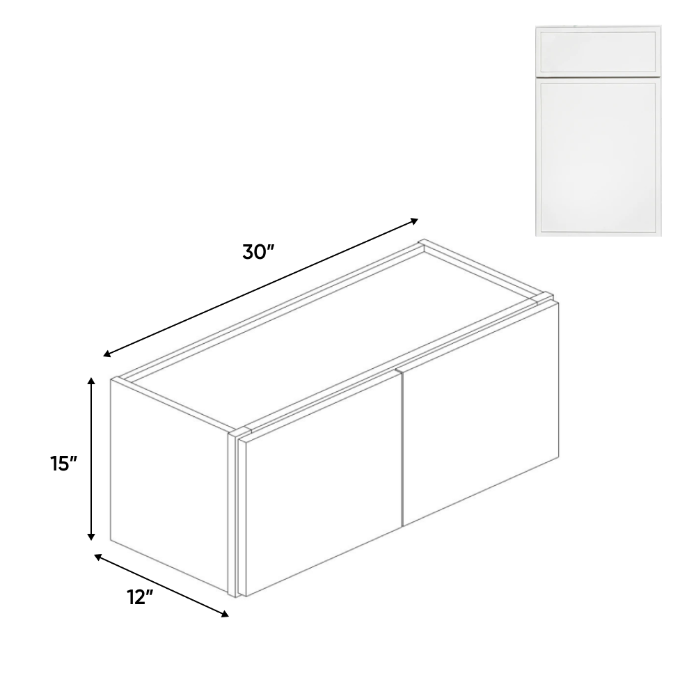 Slim Shaker Oatmeal - 30 Inch Height Double Door Wall Cabinet - 30" Width x 15" Height x 12" Depth