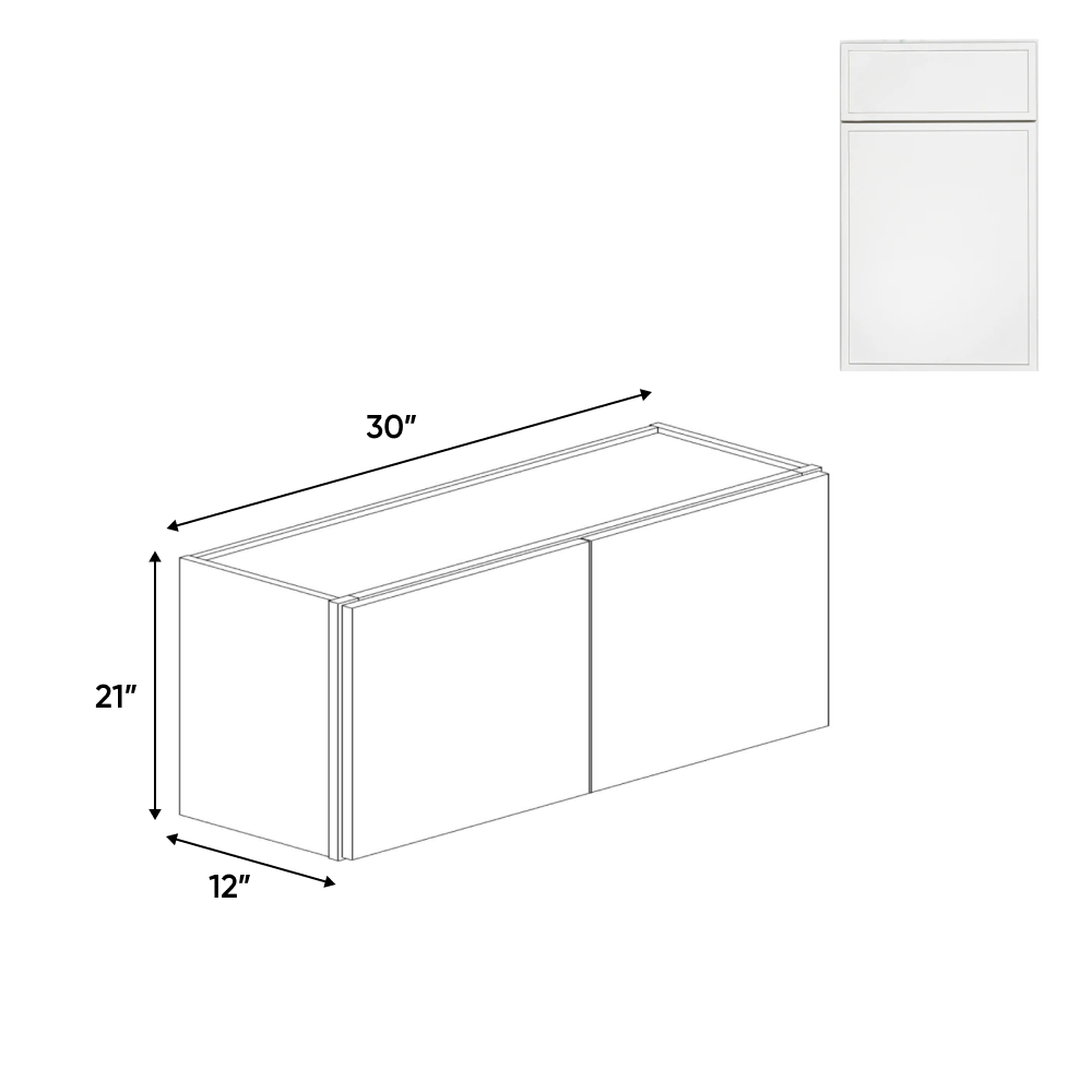 Slim Shaker Oatmeal - 30 Inch Height Double Door Wall Cabinet - 30" Width x 21" Height x 12" Depth