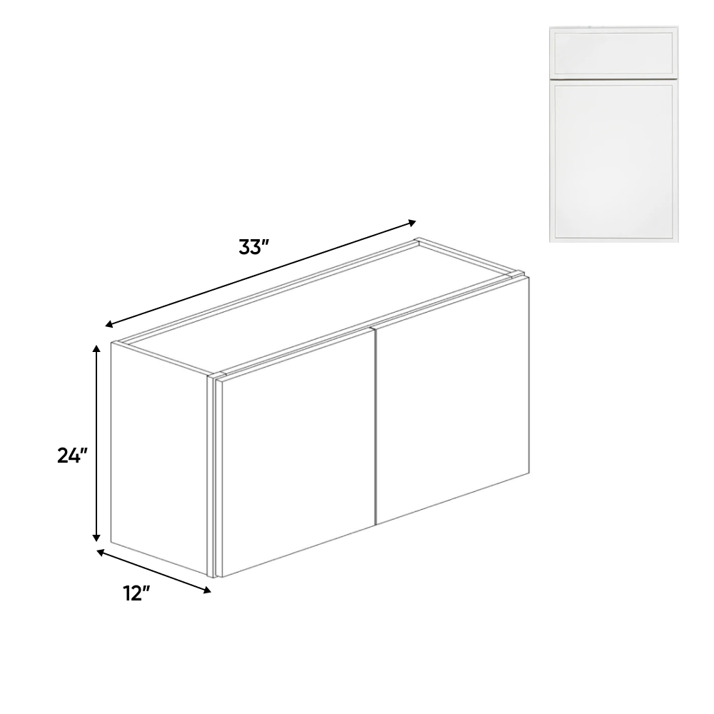 Slim Shaker Oatmeal - 33 Inch Height Double Door Wall Cabinet - 33" Width x 24" Height x 12" Depth