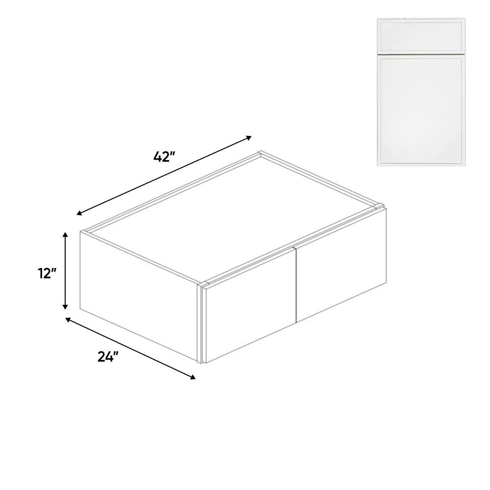 Slim Shaker Oatmeal - 42 Inch Deep Double Door Wall Cabinet - 42" Width x 12" Height x 24" Depth