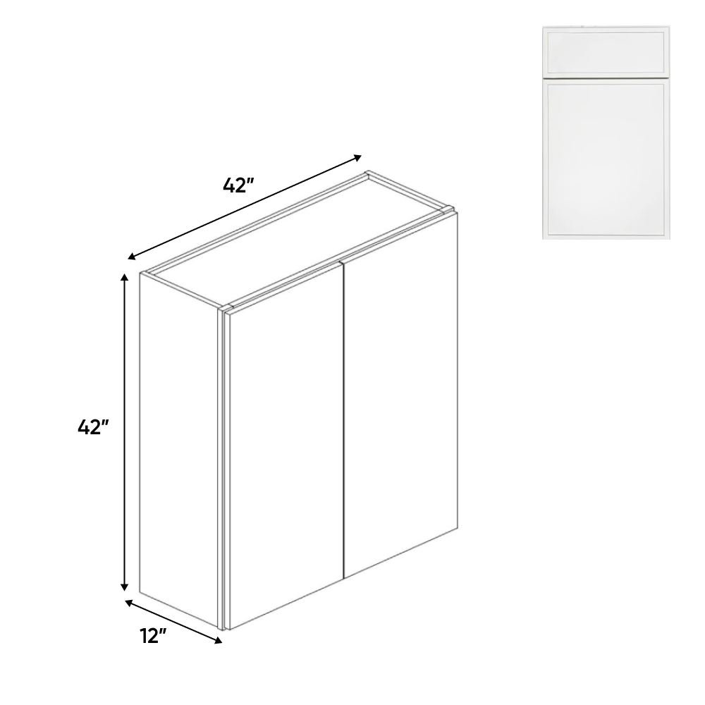 Slim Shaker Oatmeal - 42 Inch Height Double Door Wall Cabinet - 42" Width x 42" Height x 12" Depth