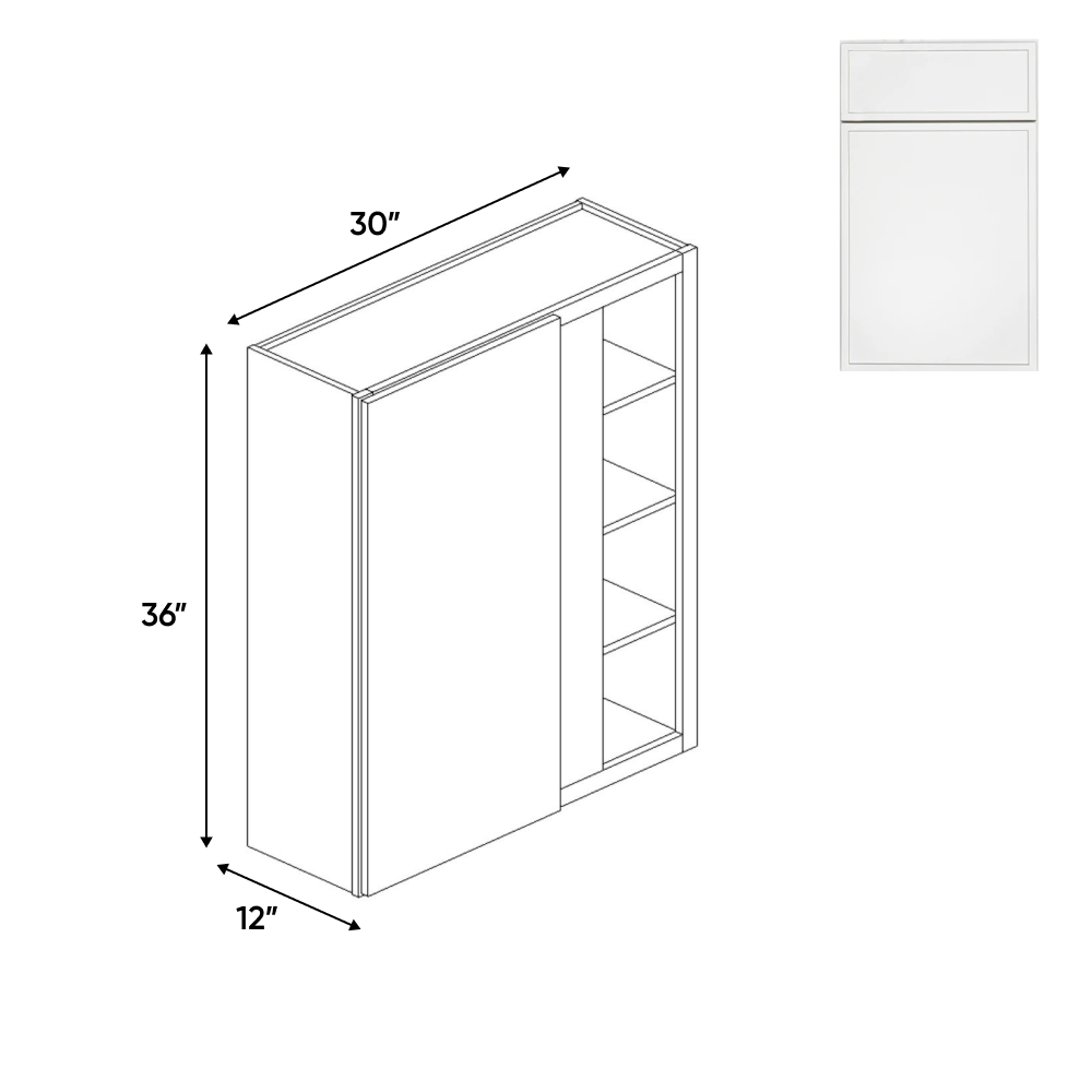 Slim Shaker Oatmeal - 30x36 Inch Wall Blind Corner Wall Cabinet - 30" Width x 36" Height x 12" Depth