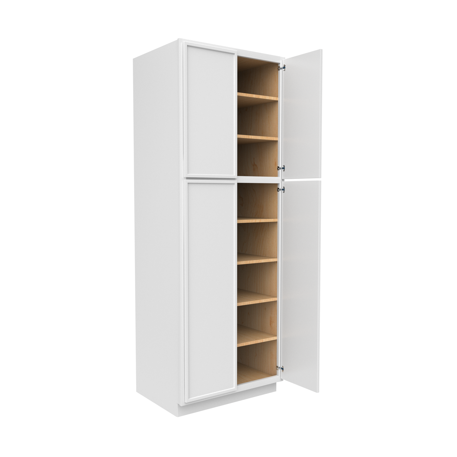 Slim Shaker Oatmeal - 30 Inch Double Door Pantry Tall Cabinet - 30" Width x 84" Height x 24" Depth