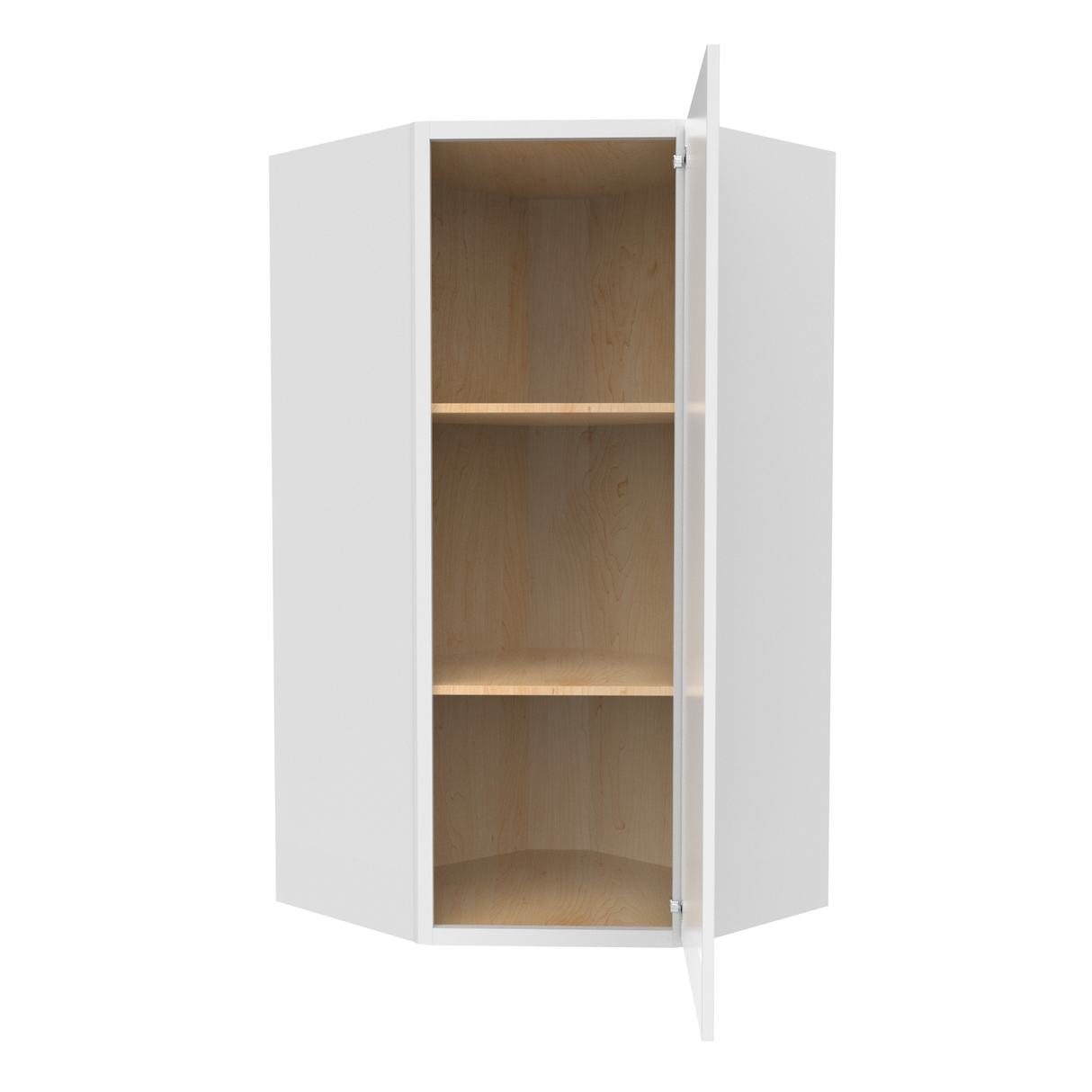 Slim Shaker Oatmeal - 27 Inch Diagonal Corner Wall Cabinet - 27" Width x 36" Height x 15" Depth