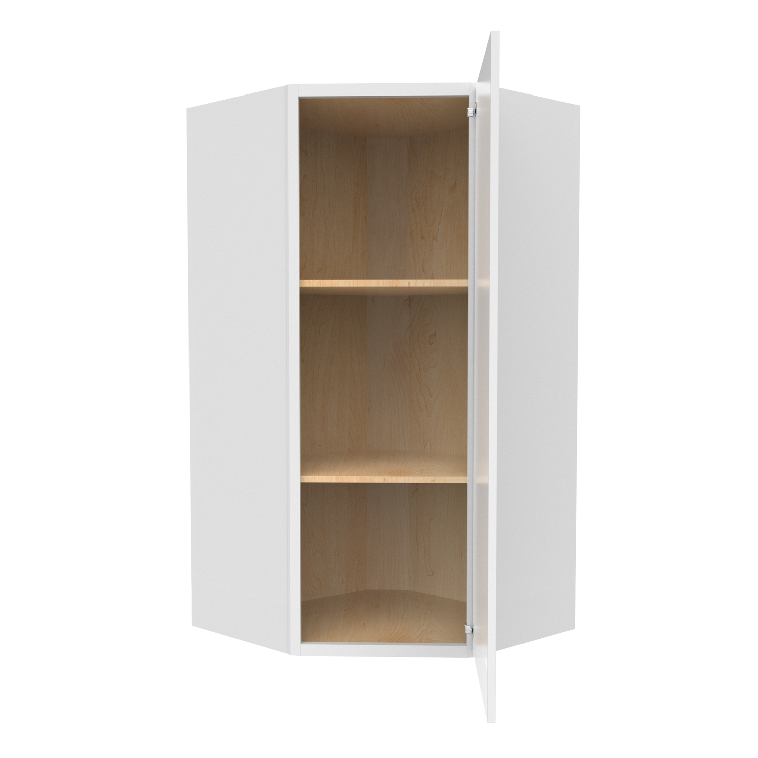 Slim Shaker Oatmeal - 27 Inch Diagonal Corner Wall Cabinet - 27" Width x 36" Height x 15" Depth