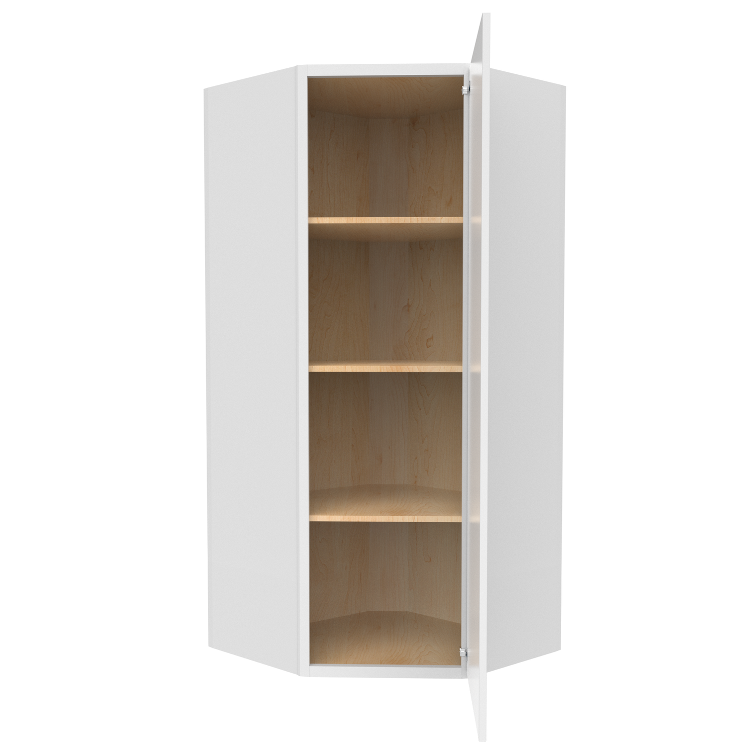 Slim Shaker Oatmeal - 27 Inch Diagonal Corner Wall Cabinet - 27" Width x 42" Height x 15" Depth