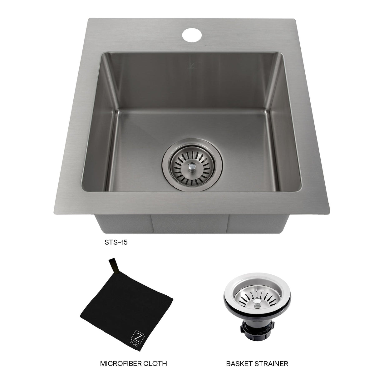 ZLINE 15 in. Donner Topmount Single Bowl Bar Kitchen Sink in Stainless Steel (STS-15)