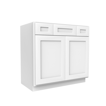Vanity Sink Drawer Base Cabinet - 36W x 34 1/2H x 21D - 2 DRW, 2D - Aria White Shaker