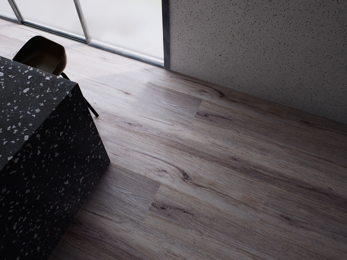 SPC Flooring - Click Lock Floating - White Wash - 7" x 48" x 6mm - 20 mil Wear Layer - Versa Collections (23.64SQ FT/ CTN)