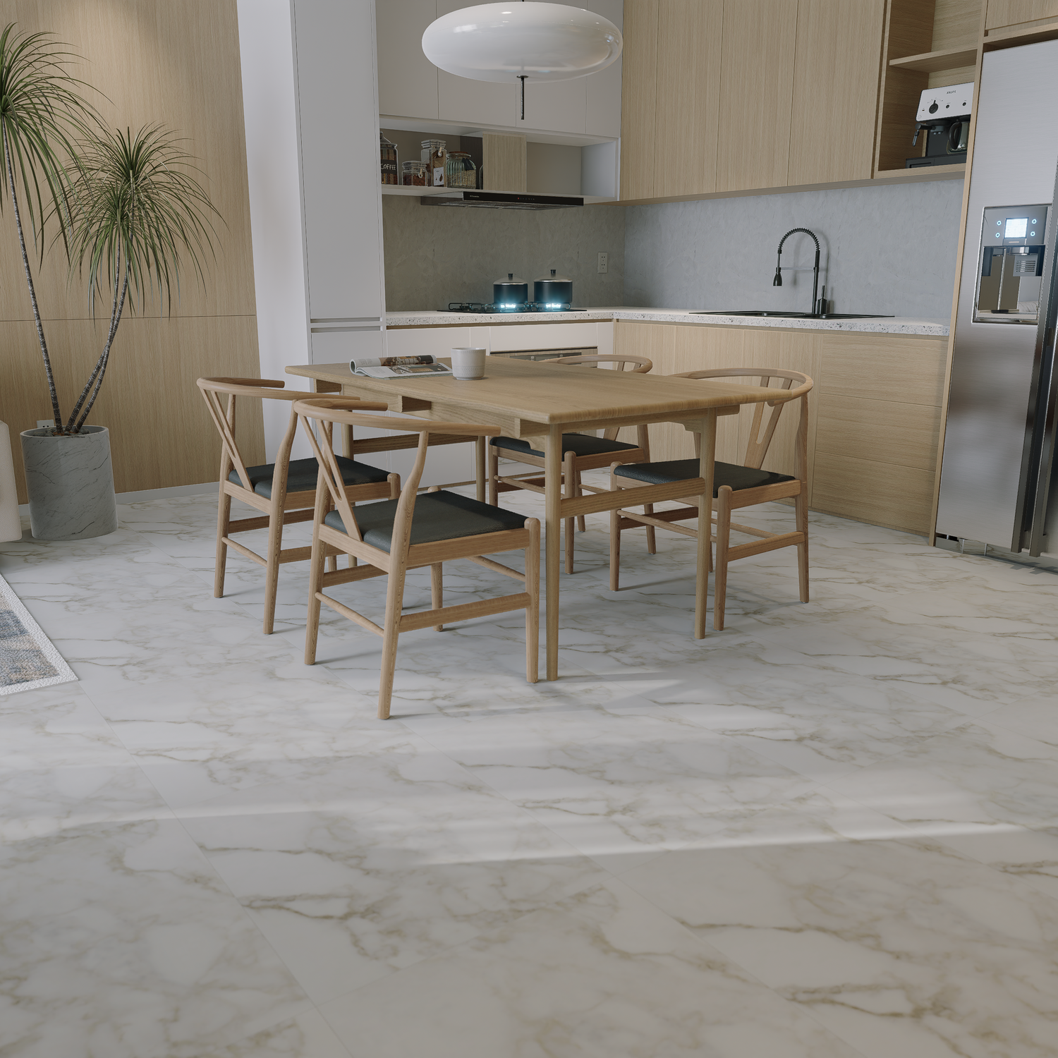 12 x 24 in Lumino Calacatta Heritage Texture Pressed Glazed Porcelain Tile