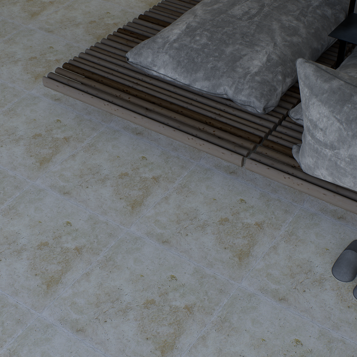 16 x 16 in Ivory Brushed & Chiseled Travertine