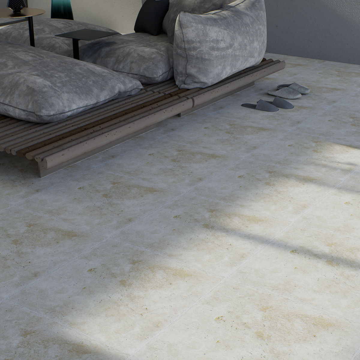 16 x 16 in Ivory Brushed & Chiseled Travertine