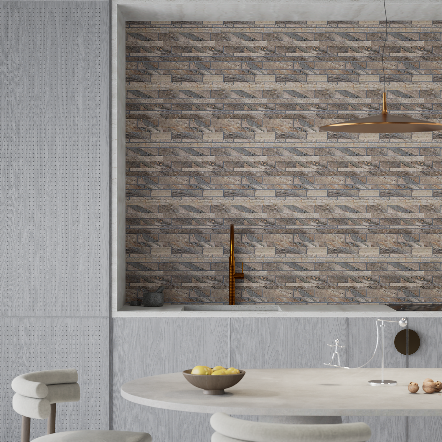 Random Strip Earth Evolution Matte Glazed Porcelain Mosaic