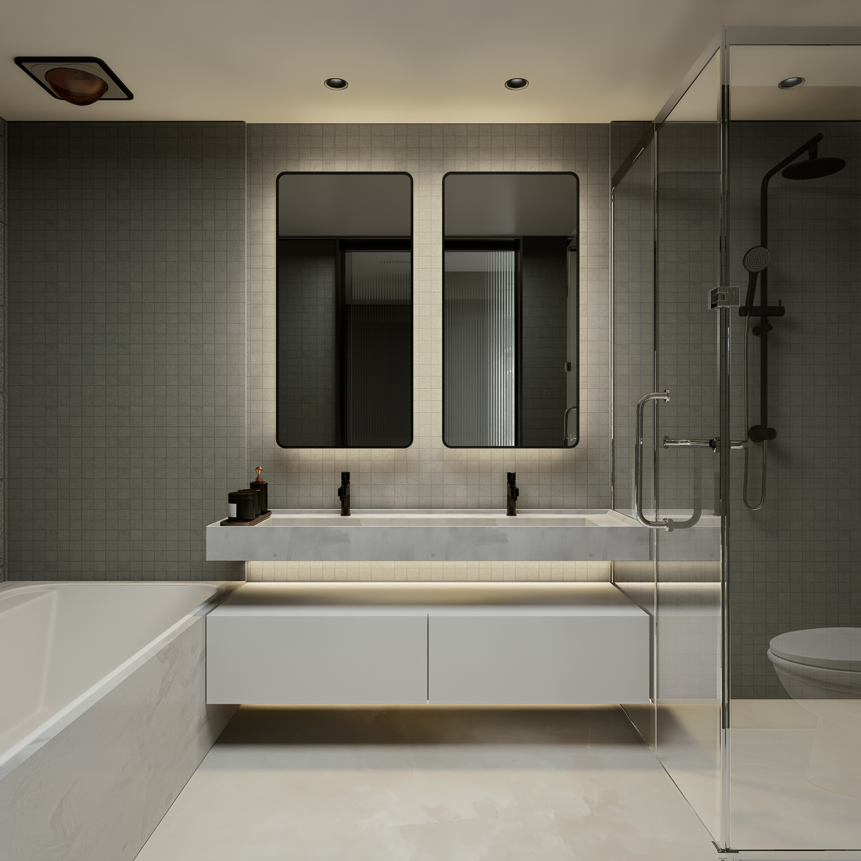 2 x 2 in Locale Carbon Matte Glazed Porcelain Mosaic