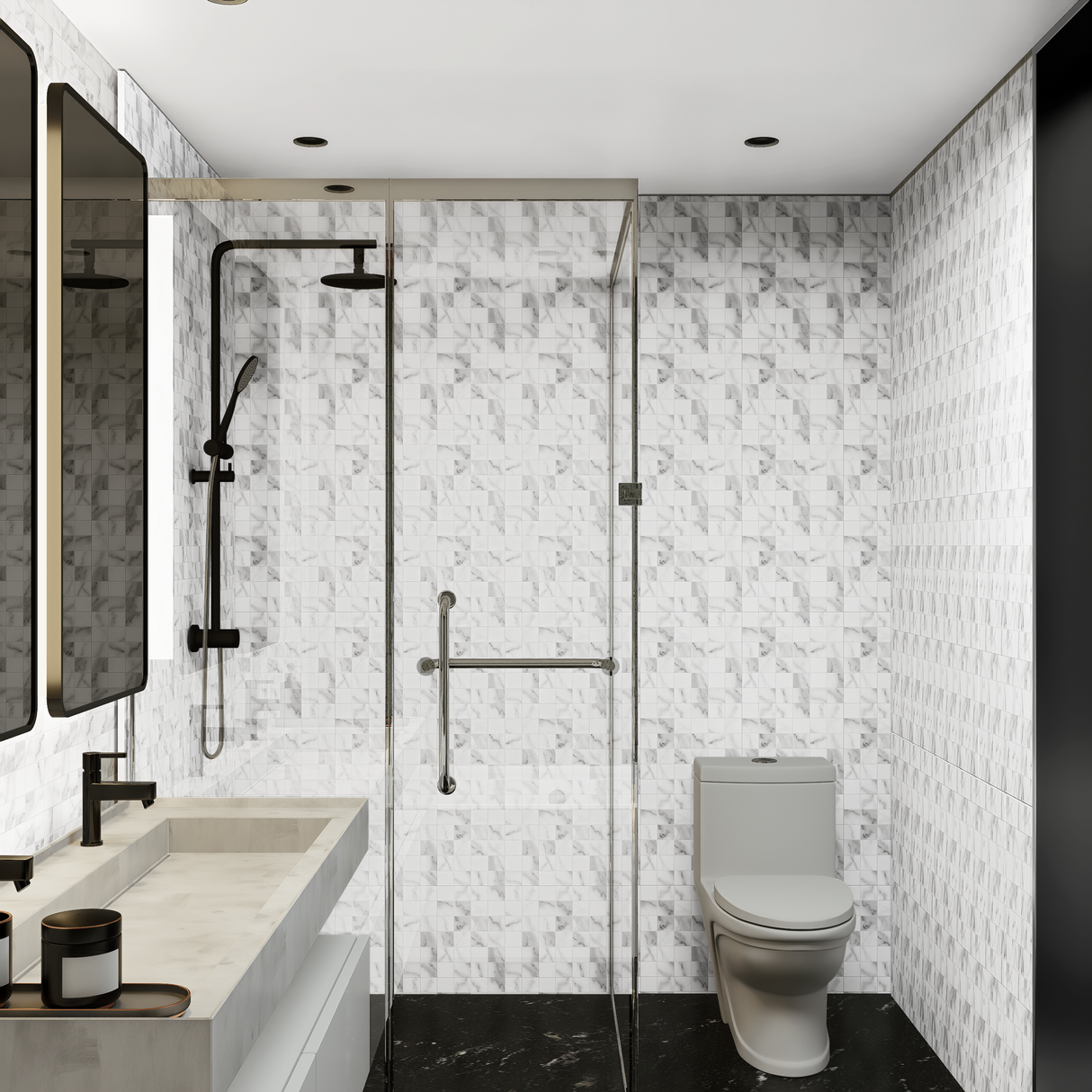 2 x 2 in Lumino Statuario Matte Glazed Porcelain Mosaic