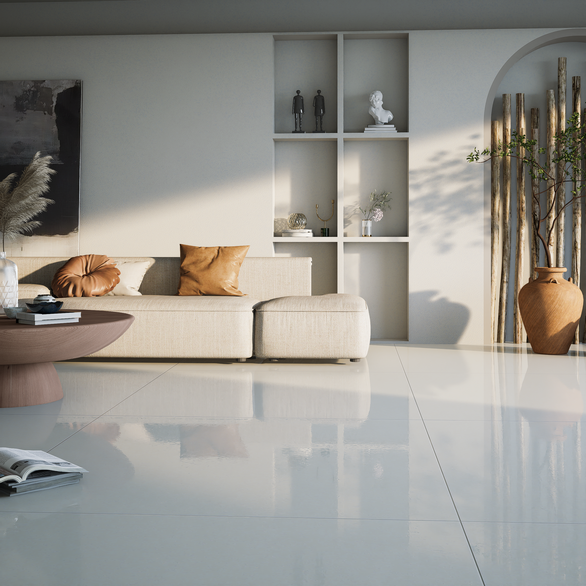 24 x 24 in Prima Smoke Polished Rectified Unglazed Porcelain