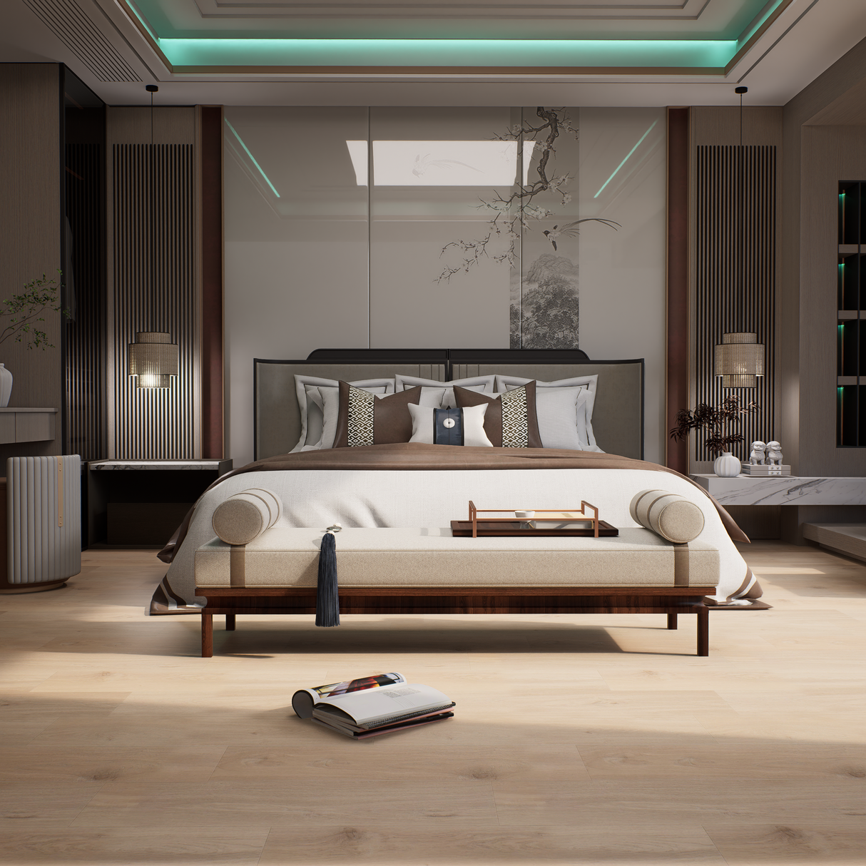 Luxury Vinyl Plank - Carmel With Square Edge - 4' x 7-1/4" x 2mm, 6 Mil Wear Layer - District collection (48.33 Sq. Ft./Box)