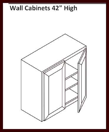 HCI - BLACK ONYX SHAKER RTA - WALL CABINET 2 DOORS 27"W - 27"W X 42"H X 12"D -W2742