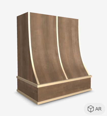 Hoodsly - Sloped With Brass Strapping Walnut stained Hood - 20"W x 36"H