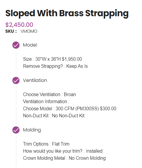 Hoodsly - Sloped With Brass Strapping Walnut stained Hood - 20"W x 36"H