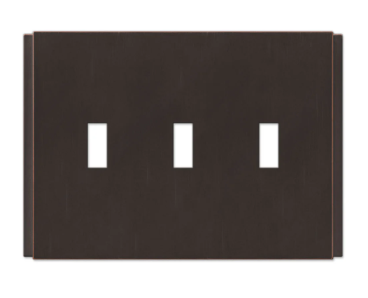 245TTTDB - Zen Screwless - Aged Bronze Decorative Wall plate - Triple Toggle Switch