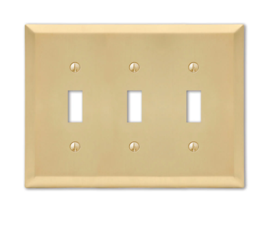 163TTTSB - Century - Satin Brass Decorative Wall plate - Triple Toggle Plate