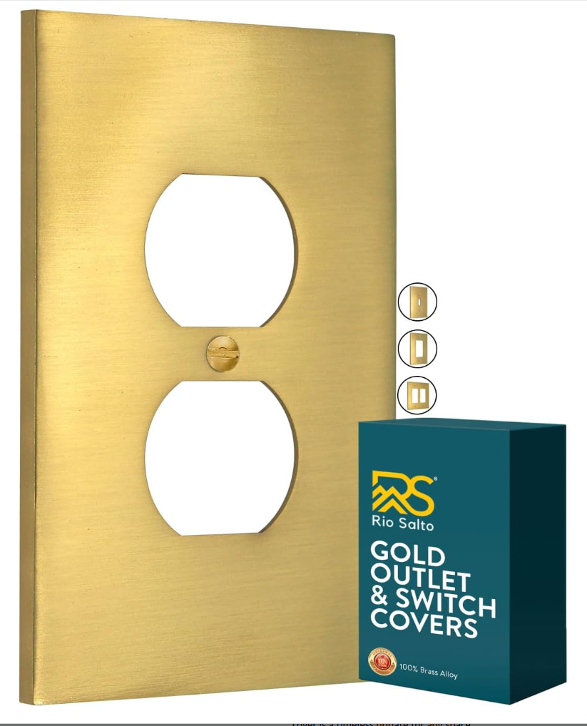 850067824206 - Modern Metal Gold Wall Outlet Cover Outlet Cover Duplex