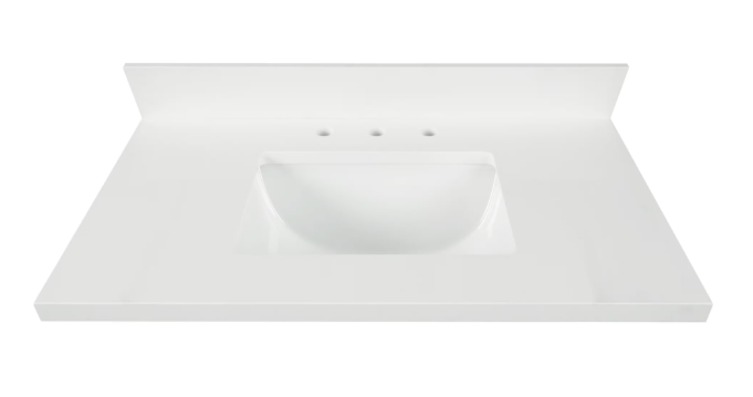 37-in Pure White Quartz Single Sink Bathroom Vanity Top ( Snow White) - 37" x 22" x 3/4"