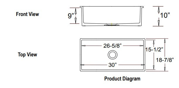 Nova Europa - Fire Clay Drop In Farmhouse sink Dual-Mount Single Bowls w/Center Drain 30" - NE-7388