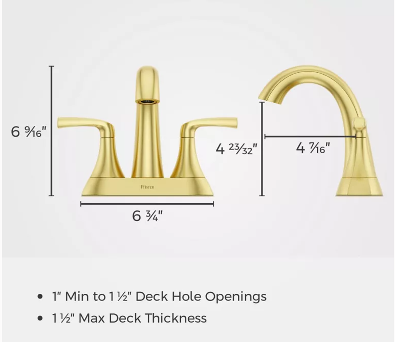 2-Handle 4" Centerset Bathroom Faucet- Polished Brushed Gold