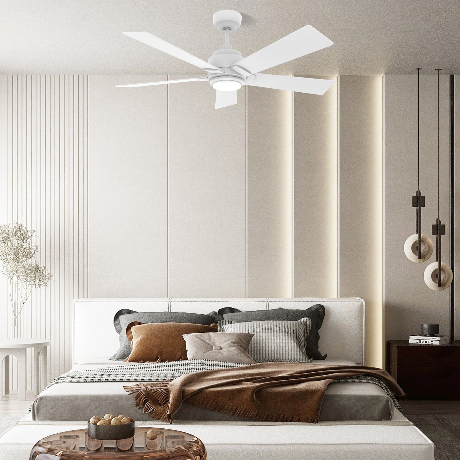 ASCENDER 48 In 5 Blade Smart Ceiling Fan With Integrated LED Lights With Google Home