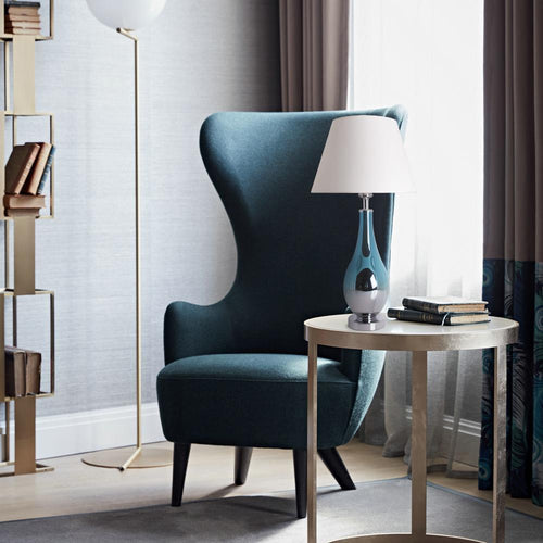 Lola Ombre Droplet Glass Table Lamp 28" - Blue Chrome Ombre/Creme (Set of 2)