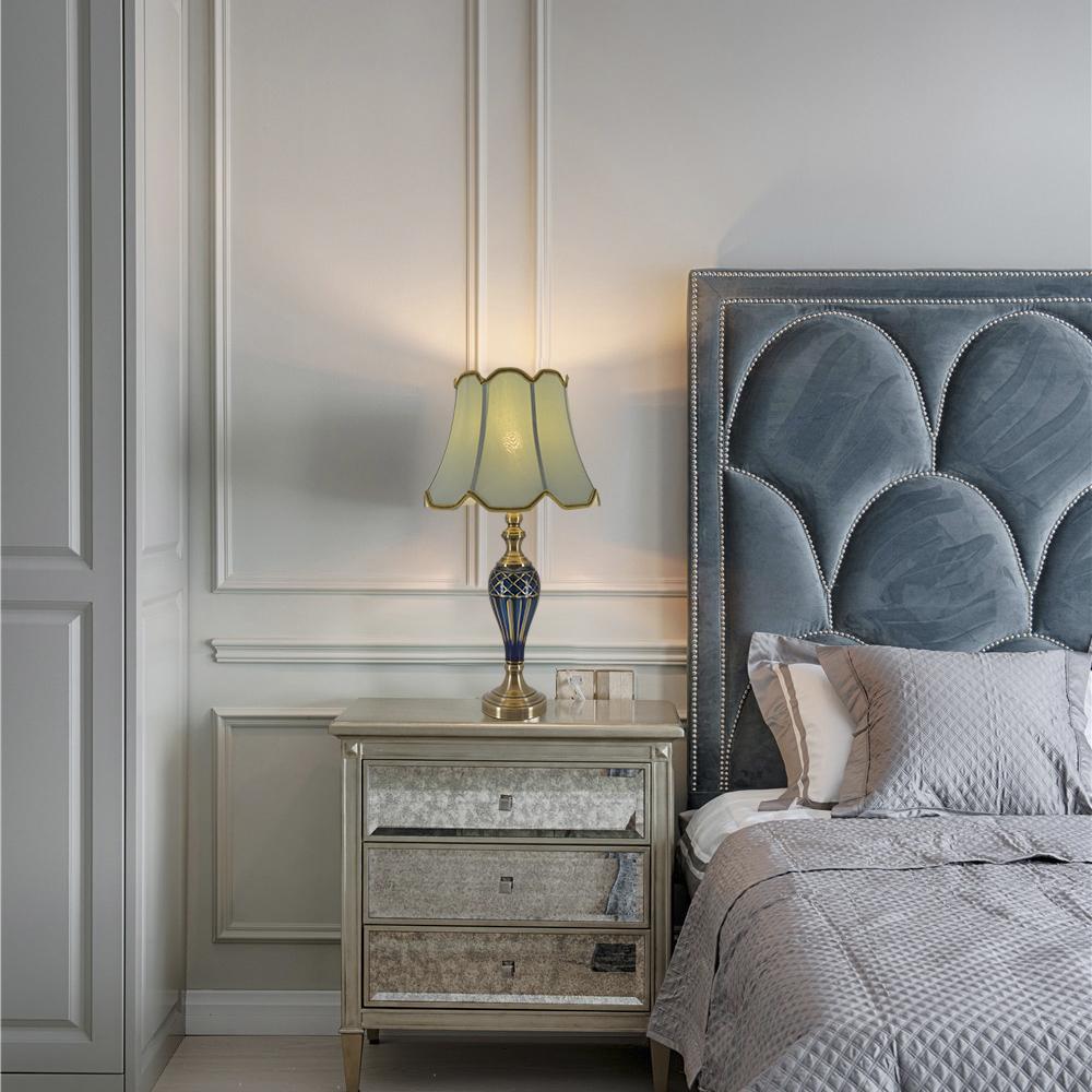 Piatunnia Art Deco Fluted Glass Table Lamp 28" - Cobalt Blue/Light Green