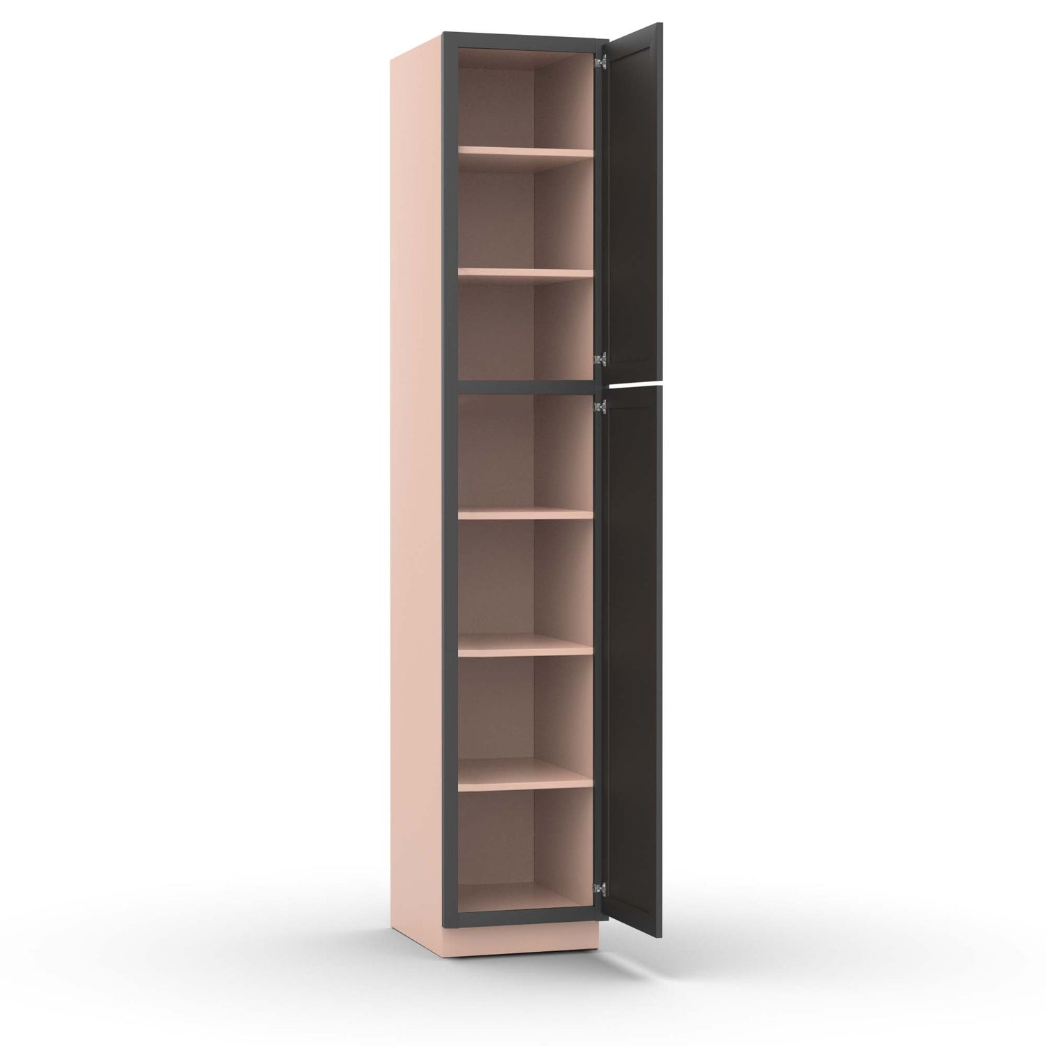 Liberty Shaker Grey - 18 Inch Single Door Pantry Tall Cabinet - 18" Width x 96" Height x 24" Depth