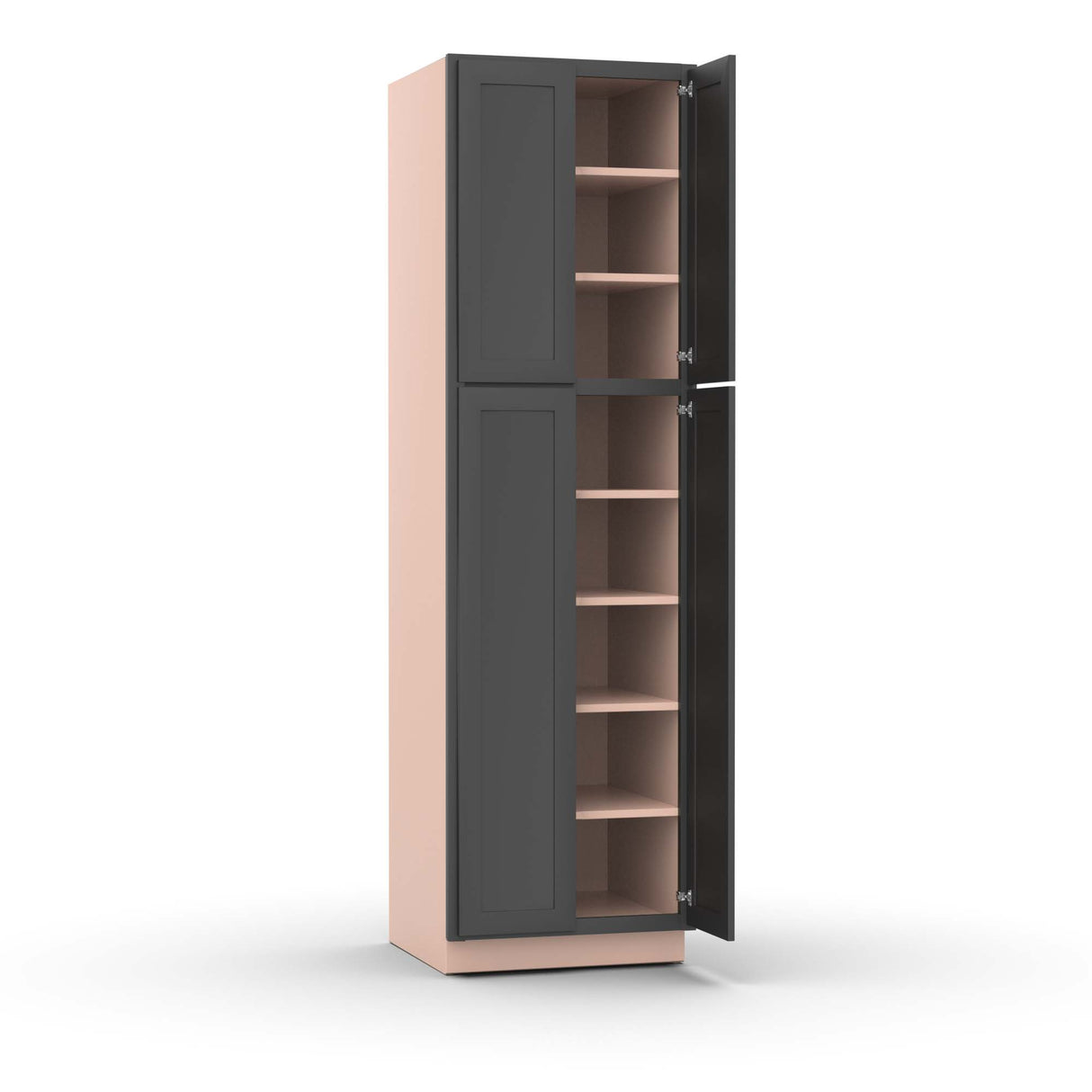 Liberty Shaker Grey - 24 Inch Double Door Pantry Tall Cabinet - 24" Width x 84" Height x 24" Depth