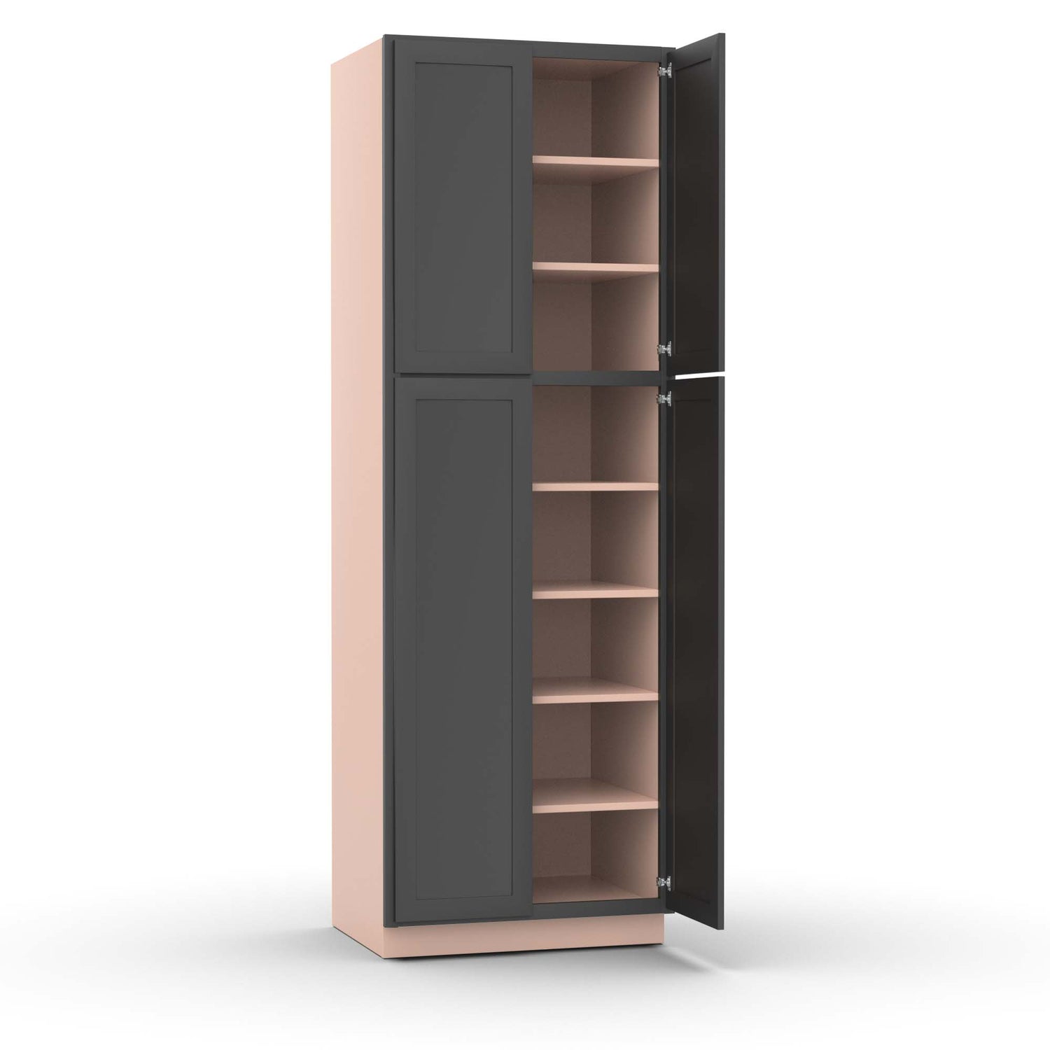 Liberty Shaker Grey - 30 Inch Double Door Pantry Tall Cabinet - 30" Width x 90" Height x 24" Depth