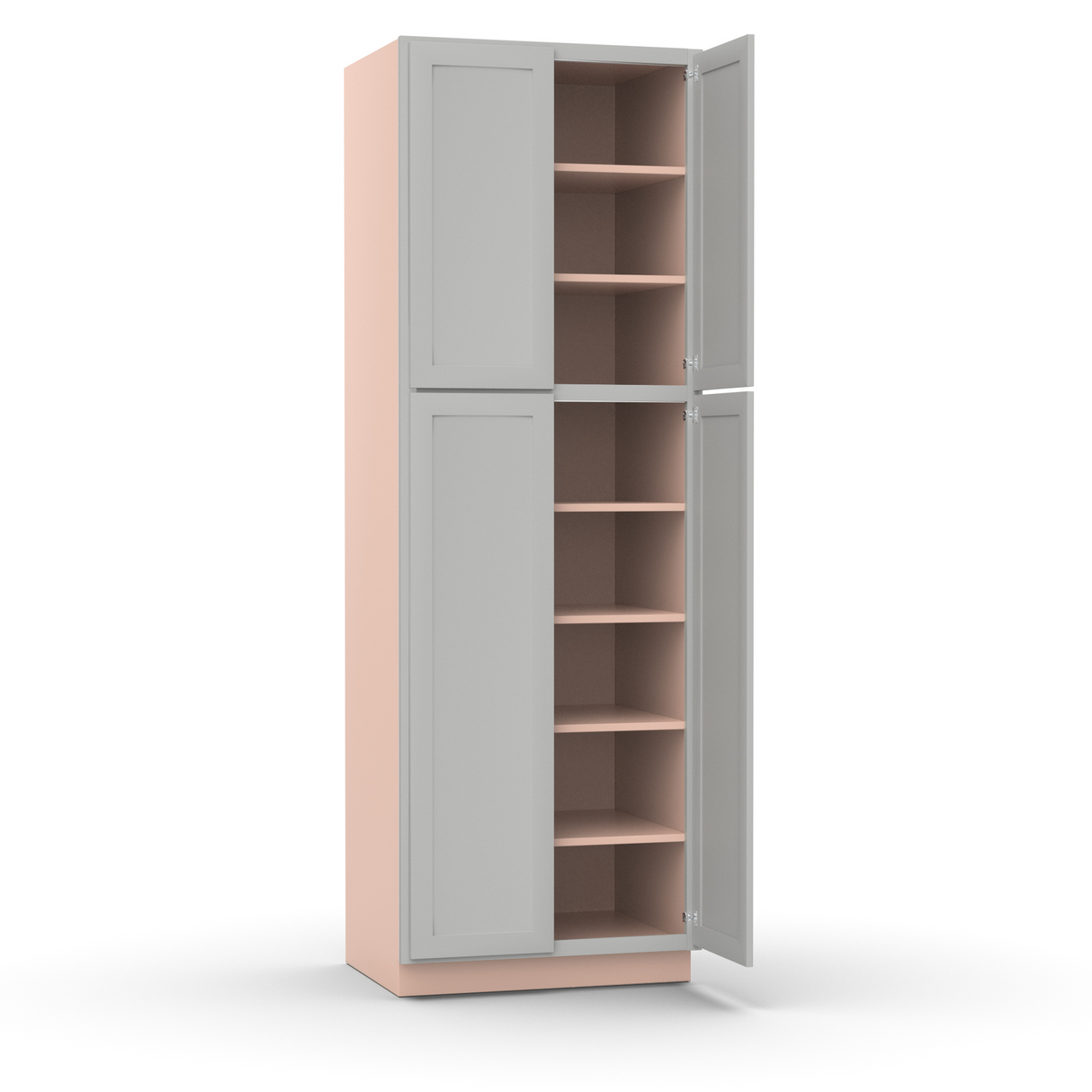 Liberty Shaker Ashen - 30 Inch Double Door Pantry Tall Cabinet - 30" Width x 90" Height x 24" Depth