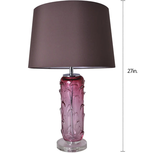 Jacinto Sculpted Translucent Glass Accent Table Lamp 27" - Rouge Pink/Chocolate Brown